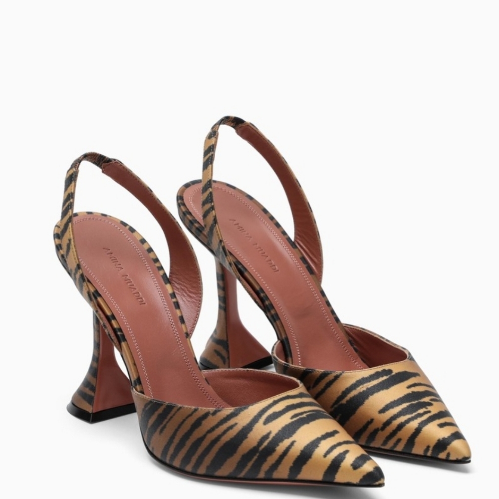Amina Muaddi Tiger Print sling backs 38.5